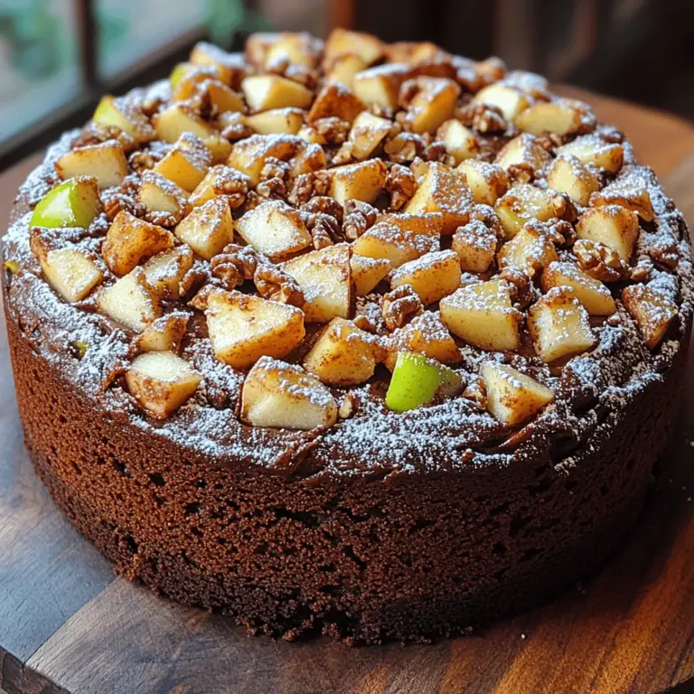 This cake is more than just a dessert; it’s a celebration of flavors that works well for family gatherings, festive celebrations, or even a cozy evening at home. Whether you’re hosting a birthday party, attending a potluck, or simply looking to indulge in something special, the Cocoa Apple Delight Cake shines as a versatile option. Its moist texture and rich taste can elevate any meal, serving as a delightful ending or a comforting snack with a cup of tea or coffee.