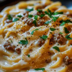 Alfredo dishes have long held a cherished place in the hearts and homes of food enthusiasts around the world. Their creamy, rich sauces paired with pasta create a comforting meal that’s perfect for any occasion. Whether it’s a cozy family dinner, a special gathering with friends, or simply a satisfying meal after a long day, Alfredo recipes have a universal appeal that resonates with many. Among these, the Creamy Beef Alfredo Delight stands out as a hearty variation that beautifully combines the traditional flavors of Alfredo with the robust richness of ground beef.
