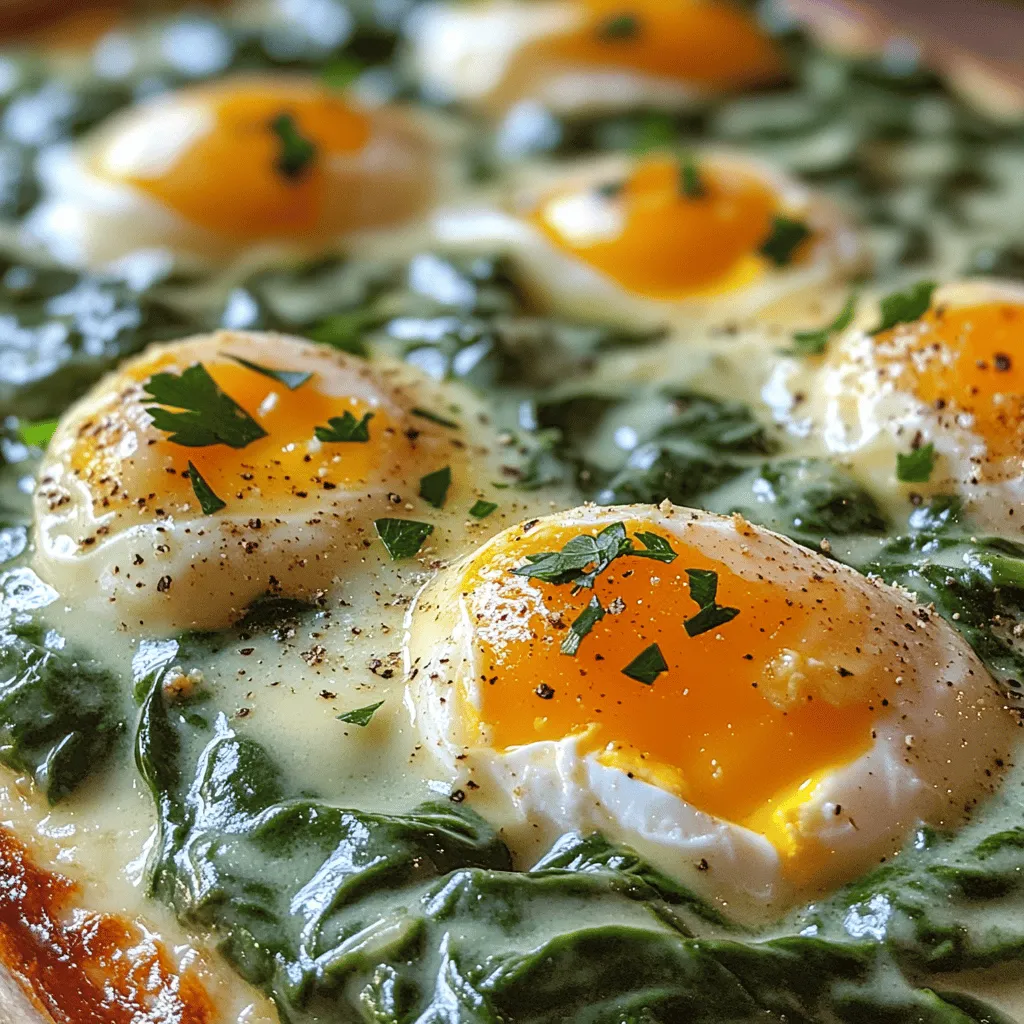 Spinach is the star of this dish, providing a vibrant green color and a wealth of nutrients. Packed with vitamins A, C, and K, as well as iron and calcium, spinach is known for its health benefits, including boosting immunity and promoting bone health. The flavor profile of fresh spinach is mild yet slightly earthy, making it an excellent canvas for the rich and creamy components of the dish. When sautéed, spinach wilts down considerably, intensifying its flavor while maintaining its nutritional value, making it a wholesome addition to your breakfast table.