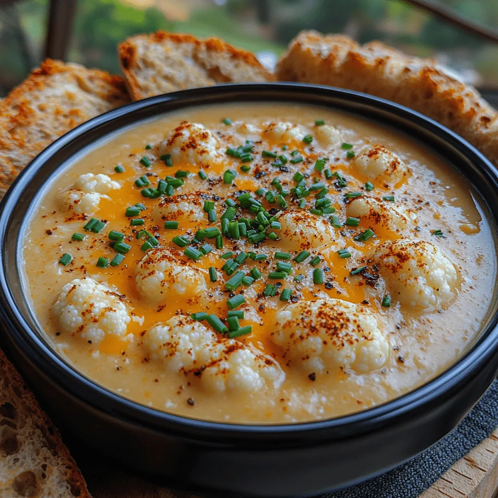 Explore the delightful world of comfort food with this Creamy Roasted Garlic Cheddar Cauliflower Soup. Perfectly blending the robust flavors of roasted garlic and sharp cheddar, this recipe offers a velvety texture that warms the soul. Whether you're looking for a cozy dinner option or a standout dish for a gathering, this soup is sure to impress. Its creamy consistency and rich flavor profile make it a perfect choice for chilly evenings or as an elegant starter for dinner parties.