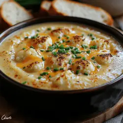 Explore the delightful world of comfort food with this Creamy Roasted Garlic Cheddar Cauliflower Soup. Perfectly blending the robust flavors of roasted garlic and sharp cheddar, this recipe offers a velvety texture that warms the soul. Whether you're looking for a cozy dinner option or a standout dish for a gathering, this soup is sure to impress. Its creamy consistency and rich flavor profile make it a perfect choice for chilly evenings or as an elegant starter for dinner parties.