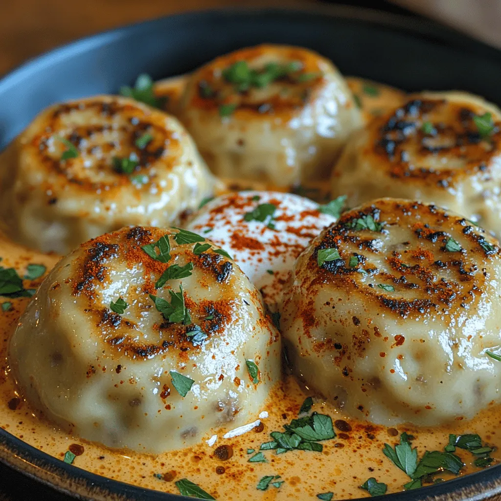 Turkish cuisine is renowned for its rich flavors, vibrant colors, and the heartwarming sense of community it fosters around the dining table. Among its many culinary treasures, <strong>manti</strong> stands out as a beloved dish that encapsulates the essence of Turkish comfort food. These delightful dumplings, traditionally filled with savory meat and spices, are a staple in many Turkish households, often prepared with love and shared with friends and family. The dish embodies not only the culinary prowess of Turkish cooking but also its cultural significance, as it is deeply rooted in family traditions and regional variations.” /></p>
</p>
<h3>Importance of Finely Chopping Onions and Garlic for Texture</h3>
</p>
<p>When it comes to making Sizzling Turkish Manti, the texture of the filling plays a crucial role in the overall experience of the dish. Finely chopping onions and garlic not only enhances the flavor but also ensures that the filling is smooth and cohesive. Larger pieces can create an uneven texture, which may not only affect the mouthfeel but also the way the flavors meld together. A fine chop allows the onions to caramelize beautifully during the cooking process, adding a subtle sweetness that balances the spiced meat filling. Garlic, when finely minced, releases its essential oils and flavor, infusing the dumplings with a warm, aromatic essence that is quintessential to Turkish cuisine. Therefore, take your time to finely chop these ingredients, paying attention to the size of the pieces to elevate your manti to the next level.</p>
</p>
<h3>Shaping the Manti: Crafting Delicious Dumplings</h3>
</p>
<h4>Instructions for Rolling Out and Cutting the Dough</h4>
</p>
<p>Once your dough has rested, it’s time to roll it out. Start by dividing the dough into manageable sections; this will make it easier to work with. Take one section and cover the remaining dough with a damp cloth to prevent it from drying out. Using a rolling pin, roll the dough out on a lightly floured surface until it is about 1/8 inch thick. Aim for an even thickness to ensure your manti cook uniformly.</p>
</p>
<p>Next, use a sharp knife or a pizza cutter to cut the rolled dough into squares of approximately 2 inches by 2 inches. This size is perfect for holding a generous amount of filling while still being easy to handle.</p>
</p>
<h4>Techniques for Achieving Uniformity in Size and Thickness</h4>
</p>
<p>Uniformity is key when it comes to dumplings, as it ensures even cooking. To achieve this, use a ruler or a template if you want precision. Place the template over the rolled dough and cut around it. Alternatively, you can stack the squares and trim them to size once they are cut. This method helps maintain consistent shapes.</p>
</p>
<h4>Step-by-Step Guidance on Filling and Shaping the Dumplings</h4>
</p>
<p>To fill the manti, place about a teaspoon of the prepared meat mixture in the center of each square. Be careful not to overfill, as this can make sealing difficult. To shape the dumplings, fold the square over to form a triangle, pressing the edges together firmly. Pinch the corners of the triangle together to create a traditional manti shape, ensuring that the filling is completely sealed inside.</p>
</p>
<p>For a more authentic look, you can also create pleats along the edges by pinching small sections of the dough together. This not only adds a decorative touch but also helps hold the filling securely in place.</p>
</p>
<h4>Visual Cues for Pinching and Sealing to Ensure the Filling Stays Intact</h4>
</p>
<p>As you shape your manti, look for visual cues that indicate a good seal. The edges should be smooth and well-pressed, with no visible gaps or openings. If the dough feels dry, lightly dampening your fingers can help the dough stick together better. A well-sealed dumpling will not only keep the juices inside but will also prevent them from bursting during cooking.</p>
</p>
<h3>Cooking the Manti: Boiling to Perfection</h3>
</p>
<h4>Best Practices for Boiling Manti</h4>
</p>
<p>Once your manti are shaped, it’s time to cook them. Bring a large pot of salted water to a gentle boil. The salt not only enhances the flavor of the dumplings but also helps to prevent them from sticking together. Carefully drop the manti into the boiling water, ensuring not to overcrowd the pot—this will allow them to cook evenly.</p>
</p>
<h4>Tips on Ensuring Dumplings Cook Evenly and Do Not Stick</h4>
</p>
<p>To prevent sticking, give the water a gentle stir immediately after adding the manti. This helps separate them and ensures they don’t clump together. Keep the water at a steady boil, as a rolling boil can cause the dumplings to break apart. Cook the manti for about 8 to 10 minutes or until they float to the surface, which is an indication that they are done.</p>
</p>
<h4>Importance of Using Salted Water for Flavor Enhancement</h4>
</p>
<p>Using salted water is a simple yet effective way to enhance the flavor of the manti. As they cook, the dumplings absorb some of the salt, which makes the final dish much more flavorful. Remember, the water should be salty enough to taste, but not so much that it becomes overwhelming.</p>
</p>
<h3>Preparing the Spiced Yogurt Sauce: A Flavorful Companion</h3>
</p>
<h4>Detailed Instructions for Creating the Yogurt Sauce</h4>
</p>
<p>While the manti are cooking, you can prepare the spiced yogurt sauce. In a mixing bowl, combine 1 cup of thick yogurt with 2 cloves of minced garlic. The yogurt should be creamy and smooth, as this provides a rich base for the sauce. Whisk together until well combined.</p>
</p>
<h4>Balancing Flavors with Garlic, Paprika, and Red Pepper Flakes</h4>
</p>
<p>To elevate the yogurt sauce, add 1 teaspoon of paprika and a pinch of red pepper flakes. Paprika adds a subtle smokiness, while the red pepper flakes bring a touch of heat. Adjust the amounts based on your personal preference for spice. Mix thoroughly to ensure the spices are well distributed throughout the yogurt.</p>
</p>
<h4>The Role of Olive Oil in Enriching the Sauce’s Texture</h4>
</p>
<p>For an added richness, drizzle in 1 tablespoon of high-quality olive oil while whisking. This not only enhances the texture but also adds a lovely depth of flavor. Taste the sauce and adjust seasoning with salt to your liking. Set aside while you finish cooking the manti.</p>
</p>
<h3>Sizzling to Finish: Crisping the Dumplings</h3>
</p>
<h4>Explanation of the Final Sauté Process</h4>
</p>
<p>Once the manti have been boiled, it’s time to give them their signature sizzling finish. Heat a non-stick skillet over medium heat and add a couple of tablespoons of olive oil. Once the oil is hot, carefully transfer the boiled manti into the skillet. You may need to do this in batches to avoid overcrowding.</p>
</p>
<h4>Techniques to Achieve a Crispy Exterior While Keeping the Inside Tender</h4>
</p>
<p>Let the manti cook undisturbed for a few minutes until the bottoms are golden brown and crispy. This usually takes about 3-5 minutes. Once they have developed a nice crust, gently flip them over to allow the other side to crisp up as well. The goal is to achieve a perfect balance between a crispy exterior and a tender, juicy interior.</p>
</p>
<h4>Importance of Oil Temperature and Cooking Time</h4>
</p>
<p>Maintaining the right oil temperature is crucial for achieving the desired texture. If the oil is too hot, the manti will burn on the outside before cooking through. Conversely, if the oil is not hot enough, they will absorb too much oil and become soggy. A medium heat should ensure that your manti get crispy without compromising the filling.</p>
</p>
<h3>Serving Suggestions: Presentation and Enjoyment</h3>
</p>
<h4>Ideas for Plating the Manti Attractively</h4>
</p>
<p>When it comes to serving your Sizzling Turkish Manti, presentation is key. Arrange the dumplings on a large serving platter, ensuring they are not stacked too high, as this can make them difficult to serve. Drizzle the spiced yogurt sauce generously over the manti, allowing it to cascade down the sides.</p>
</p>
<h4>Importance of Garnishing with Fresh Herbs for Visual Appeal</h4>
</p>
<p>To elevate the dish, sprinkle freshly chopped herbs such as dill or parsley over the top. Not only do herbs add a pop of color, but they also provide a refreshing contrast to the rich flavors of the manti and yogurt sauce.</p>
</p>
<h4>Serving Suggestions: Pairing with Sides or Beverages That Complement the Dish</h4>
</p>
<p>For a complete meal, consider serving your manti with a side salad made of mixed greens, cucumbers, and tomatoes dressed lightly with olive oil and lemon. Alternatively, a side of pickled vegetables can add a nice tang to balance the richness of the dumplings. For beverages, a chilled ayran (a yogurt-based drink) or a light Turkish tea would pair beautifully, complementing the flavors and enhancing the dining experience.</p>
</p>
<h3>Conclusion</h3>
</p>
<p>Making Sizzling Turkish Manti with Spiced Yogurt Sauce is not just about cooking; it’s about embracing the rich traditions and flavors of Turkish cuisine. From the careful preparation of the filling to the delightful process of shaping and cooking the dumplings, every step is an opportunity to connect with the culinary heritage of Turkey.</p>
</p>
<p>As you savor each bite of these tender dumplings, filled with spiced meat and topped with a luscious yogurt sauce, you’ll find that this dish offers a communal experience—perfect for sharing with family and friends. So, gather your loved ones, enjoy the process, and delight in the flavors of homemade Turkish manti. Explore the joy of cooking and sharing this exquisite dish, and let it transport you to the bustling streets of Turkey, where food is not just sustenance but a celebration of life and togetherness.</p>
</div>
