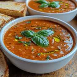 Welcome to the culinary journey of Hearty Tomato Basil Bliss, a soup that not only tantalizes your taste buds but also serves as a warm hug for your soul. This delightful dish combines the robust flavors of ripe tomatoes with the refreshing aroma of basil, creating a symphony of tastes that resonate with comfort and nostalgia. Perfect for those chilly evenings or as a light lunch, this soup is incredibly versatile. Whether you are a busy professional looking for a quick meal or a parent seeking to nourish your family with wholesome ingredients, this recipe is designed to cater to all your needs.