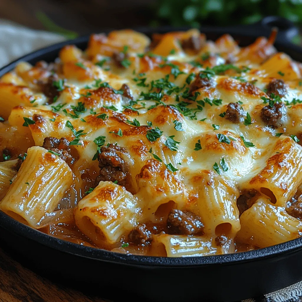 If you’re searching for a hearty meal that wraps you in warmth and comfort, look no further than the French Onion Beef Pasta Bake. This delightful dish combines the rich, savory flavors of classic French onion soup with the satisfying texture of a pasta bake, making it a go-to recipe for family dinners or cozy evenings at home. It’s a culinary fusion that captivates the palate, blending the sweetness of caramelized onions with the robust taste of ground beef and the creaminess of melted cheese.