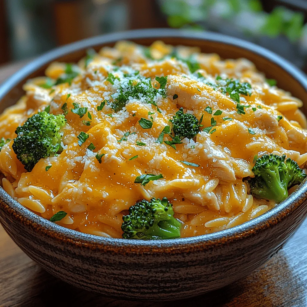 If you're in search of a comforting dish that combines creamy goodness with nutritious ingredients, look no further than Cheesy Chicken Broccoli Orzo. This delightful one-pot meal brings together tender chicken, vibrant broccoli, and al dente orzo pasta, all enveloped in a blanket of rich, melted cheese. It's not just a feast for the taste buds; this dish also offers a harmonious balance of flavors and textures that make it an instant family favorite.
