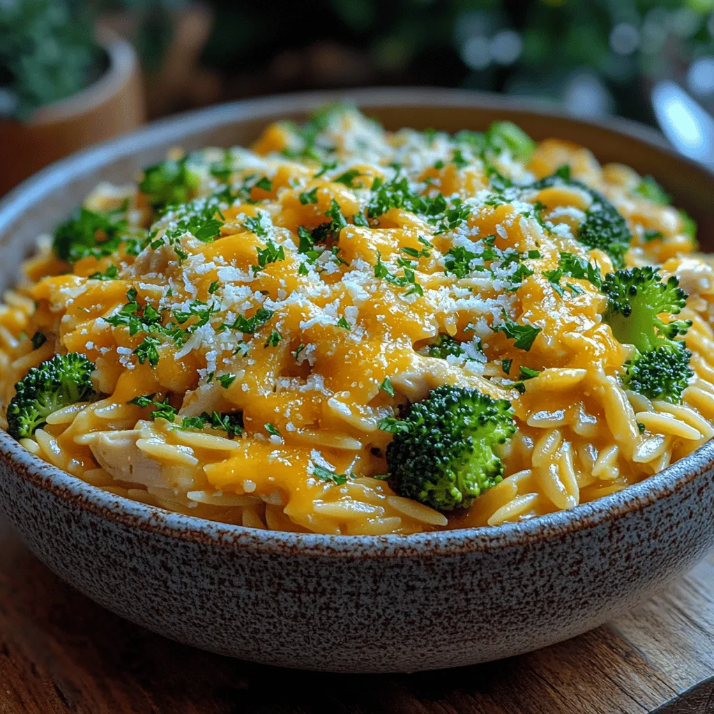 If you're in search of a comforting dish that combines creamy goodness with nutritious ingredients, look no further than Cheesy Chicken Broccoli Orzo. This delightful one-pot meal brings together tender chicken, vibrant broccoli, and al dente orzo pasta, all enveloped in a blanket of rich, melted cheese. It's not just a feast for the taste buds; this dish also offers a harmonious balance of flavors and textures that make it an instant family favorite.