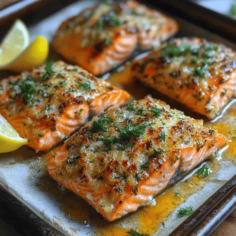If you're on the lookout for a delectable seafood dish that is not only simple to prepare but also impressively flavorful, look no further than Savory Baked Salmon with a Parmesan Herb Crust. This dish combines the rich, buttery taste of salmon with a crunchy, savory topping that elevates it to a restaurant-quality meal right in your own kitchen. Whether you're hosting a dinner party or simply want to enjoy a nutritious weeknight meal, this recipe is bound to satisfy your cravings.