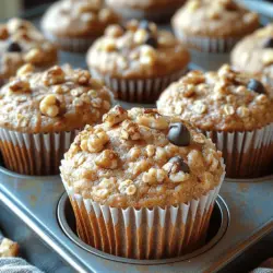 What makes these muffins so appealing? The combination of ripe bananas and rolled oats provides a natural sweetness and a hearty texture that is hard to resist. Not only do they taste fantastic, but they also pack a nutritional punch. Each muffin is loaded with fiber, vitamins, and minerals, making them a guilt-free indulgence. Whether you’re looking for a quick breakfast on the go, a post-workout snack, or a sweet treat to enjoy with your afternoon tea, these muffins are the ideal choice.