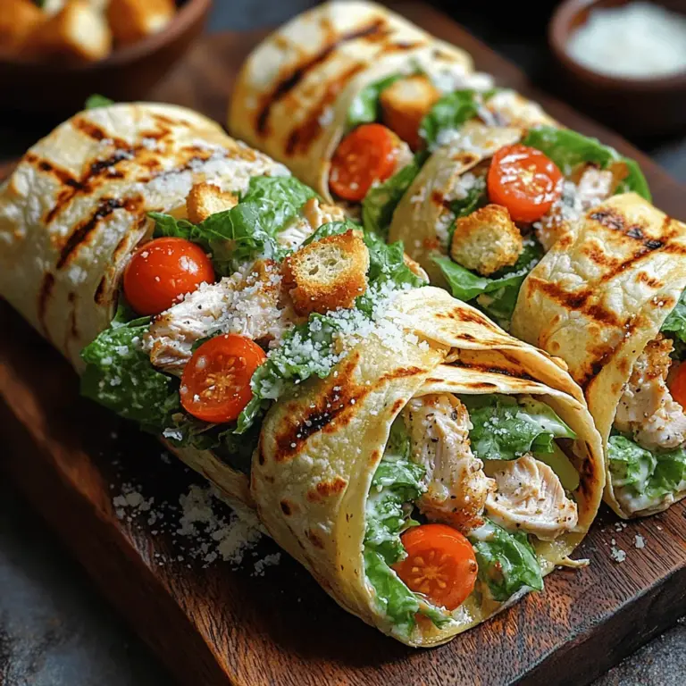 Wraps have emerged as one of the most popular meal options for those seeking convenience without sacrificing flavor. Their adaptability allows them to cater to a wide array of tastes, making them ideal for quick lunches, leisurely picnics, or hearty dinners. Among the sea of wrap options available, Chicken Caesar Wraps stand out due to their delightful blend of flavors and textures. The Crunchy Delight Chicken Caesar Wraps are a creative fusion that brings the classic Caesar salad to a portable format, perfectly balancing the creamy dressing, savory cheese, and fresh veggies with the satisfying crunch of crispy croutons.