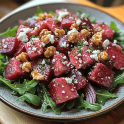 Salads have long been celebrated as versatile dishes that cater to a multitude of tastes and dietary preferences. Their appeal lies not only in their refreshing nature but also in the vibrant array of ingredients that can be combined to create colorful, flavor-packed meals. Among the myriad of salad options, the Vibrant Roasted Beet and Feta Salad stands out, offering a delightful fusion of tastes and textures that can elevate any dining experience. This salad is a showcase of earthy beets, tangy feta cheese, peppery arugula, and crunchy walnuts, making it a feast for both the eyes and the palate.