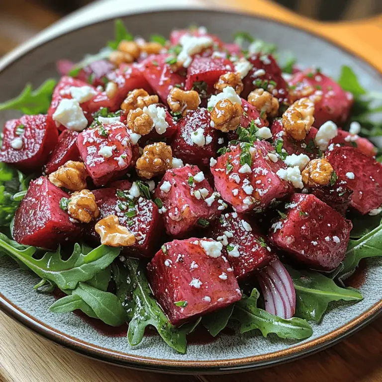Salads have long been celebrated as versatile dishes that cater to a multitude of tastes and dietary preferences. Their appeal lies not only in their refreshing nature but also in the vibrant array of ingredients that can be combined to create colorful, flavor-packed meals. Among the myriad of salad options, the Vibrant Roasted Beet and Feta Salad stands out, offering a delightful fusion of tastes and textures that can elevate any dining experience. This salad is a showcase of earthy beets, tangy feta cheese, peppery arugula, and crunchy walnuts, making it a feast for both the eyes and the palate.
