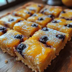 Discover the delightful blend of flavors in our Zesty Blueberry Lemon Bliss Bars, a perfect treat for any occasion. These bars are more than just a dessert; they are a celebration of vibrant flavors and textures. With a buttery crust that serves as the foundation, topped with a luscious lemon filling that bursts with the sweetness of fresh blueberries, these bliss bars are sure to become a favorite in your home. Whether you’re hosting a gathering, packing a picnic, or simply craving a sweet indulgence, this recipe will impress everyone at the table.