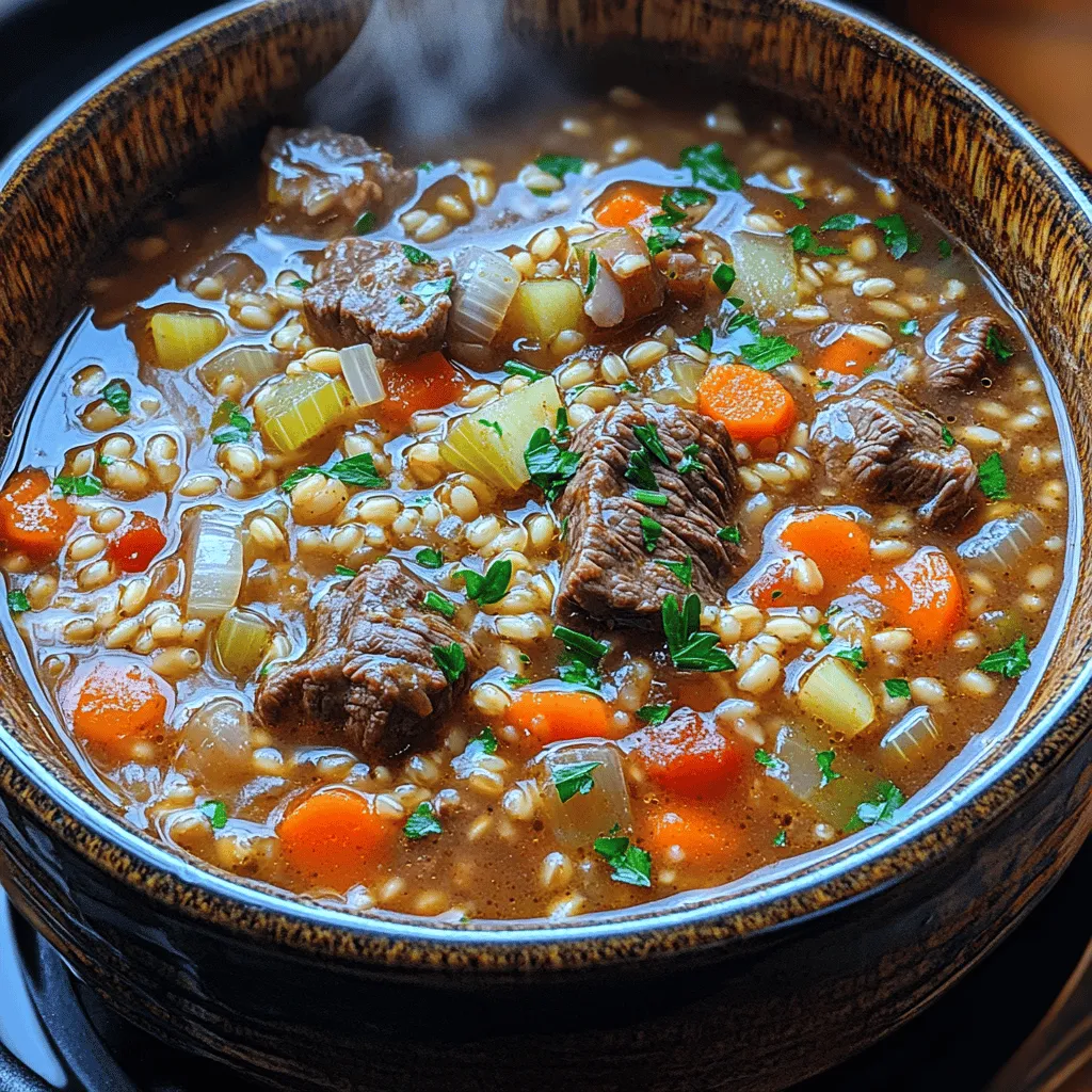 Hearty beef barley soup is a classic dish that embodies comfort and warmth, making it a favorite in homes around the world, especially during the colder months. Imagine a steaming bowl filled with tender pieces of beef, chewy pearl barley, and a medley of vegetables simmered to perfection. This soup not only satisfies hunger but also nurtures the soul, providing a sense of well-being with every spoonful.