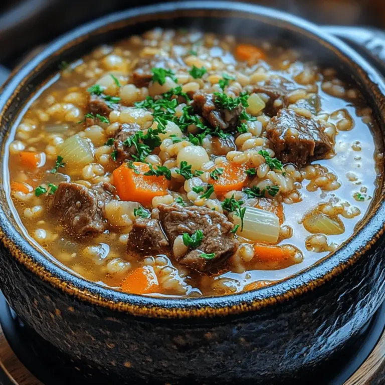 Hearty beef barley soup is a classic dish that embodies comfort and warmth, making it a favorite in homes around the world, especially during the colder months. Imagine a steaming bowl filled with tender pieces of beef, chewy pearl barley, and a medley of vegetables simmered to perfection. This soup not only satisfies hunger but also nurtures the soul, providing a sense of well-being with every spoonful.