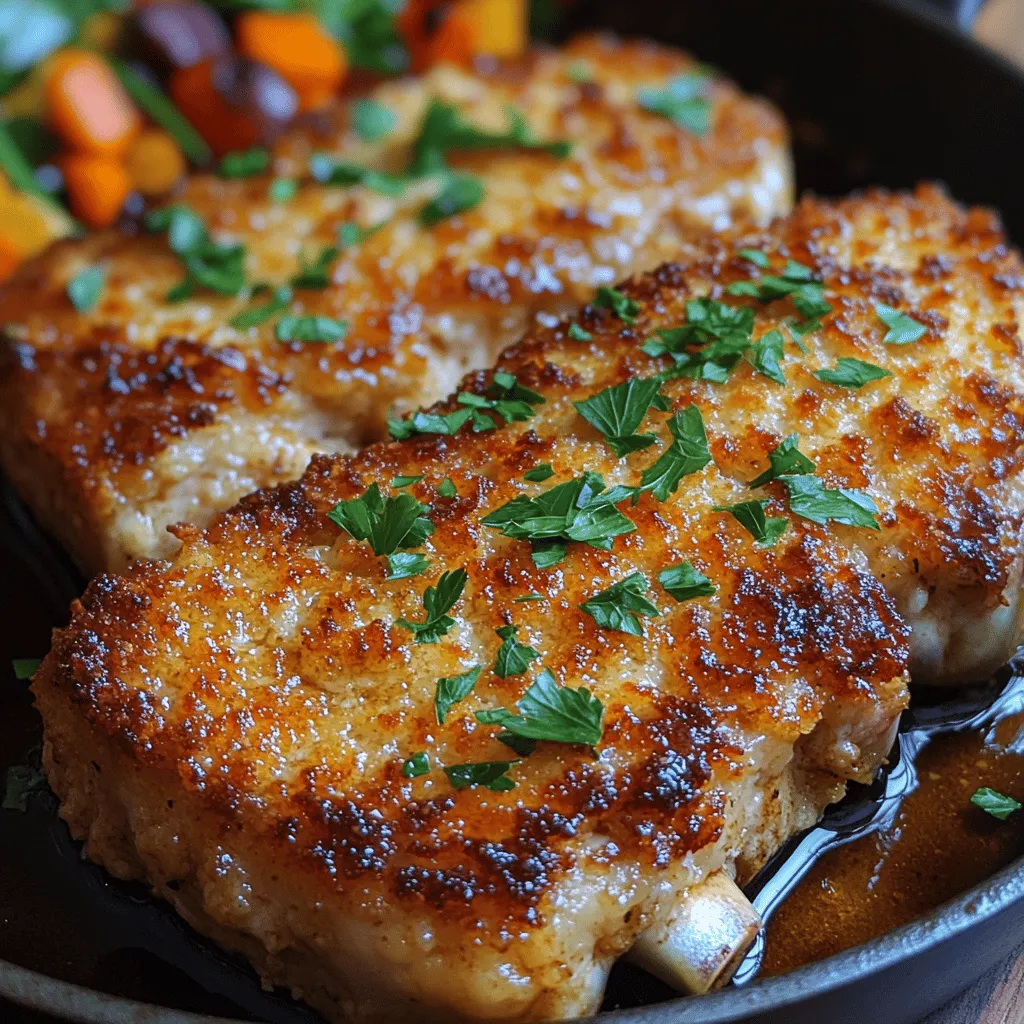 If you're looking for a dish that effortlessly combines rich flavors with a satisfyingly crispy texture, look no further than Savory Parmesan Crusted Pork Chops. This recipe transforms a simple cut of meat into a gourmet experience, making it an excellent choice for everything from weeknight dinners to special occasions. The crunchy, golden-brown crust, paired with tender, juicy pork, offers a delightful contrast that is sure to impress family and friends alike.
