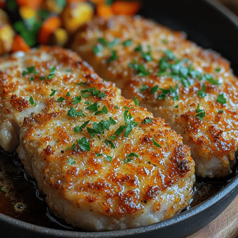 If you're looking for a dish that effortlessly combines rich flavors with a satisfyingly crispy texture, look no further than Savory Parmesan Crusted Pork Chops. This recipe transforms a simple cut of meat into a gourmet experience, making it an excellent choice for everything from weeknight dinners to special occasions. The crunchy, golden-brown crust, paired with tender, juicy pork, offers a delightful contrast that is sure to impress family and friends alike.