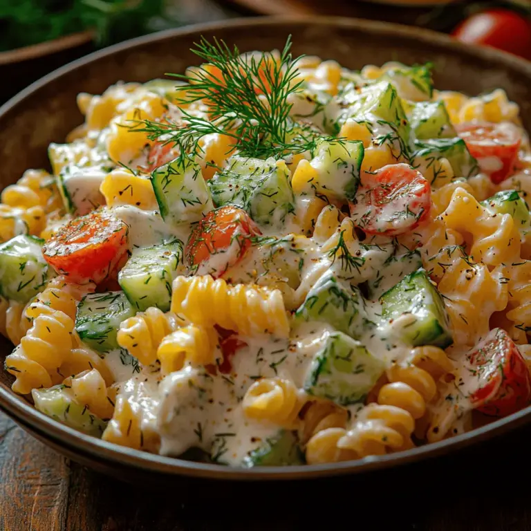 As the sun shines brighter and the temperatures rise, there's nothing quite like a refreshing pasta salad to invigorate your summer meals. One standout dish is the Creamy Dill Cucumber Pasta Salad, a vibrant medley of flavors and textures that brings together the best of fresh produce and hearty pasta. This salad not only tantalizes your taste buds but also offers a nourishing option that’s perfect for warm weather dining. With its creamy dill sauce enveloping the tender pasta and crisp vegetables, this dish is a celebration of summer’s bounty.