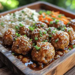 Ginger Soy Glazed Meatballs are a delightful culinary fusion that brings together the robust flavors of Asian cuisine with the universally loved comfort of meatballs. These savory bites are not only delicious but also incredibly versatile, making them a perfect choice for a hearty meal or an enticing appetizer. Imagine sinking your teeth into juicy meatballs that are perfectly glazed with a sweet and tangy sauce, complemented by the warmth of fresh ginger and the umami richness of soy sauce. This dish is a testament to how simple ingredients can come together to create an unforgettable flavor experience.