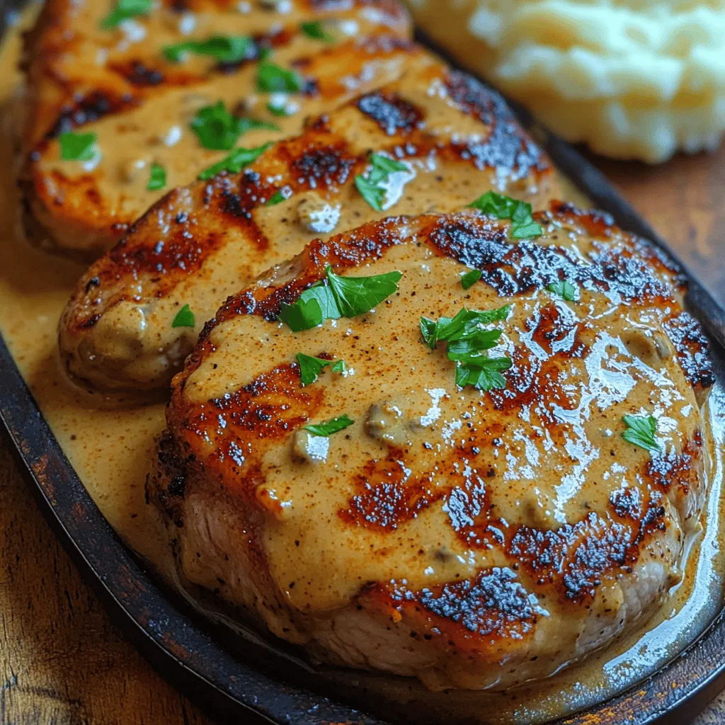 Imagine coming home after a long day to the tantalizing aroma of a comforting meal waiting for you. That’s the essence of the <strong>Creamy Ranch Bliss Pork Chops</strong>—a dish that combines the tender juiciness of pork chops with a rich, flavorful sauce that makes every bite a delight. This recipe is not just about satisfying your hunger; it’s about creating a cozy atmosphere with minimal effort, perfect for busy weeknights or family gatherings.” /></p>
</p>
<h3>Serving the Pork Chops</h3>
</p>
<p>When it comes to serving your Creamy Ranch Bliss Pork Chops, presentation can elevate your dish from a simple meal to an impressive feast. Start by placing the pork chops on a large serving platter, allowing the creamy ranch sauce to cascade over the edges. For an added touch of elegance, consider garnishing with freshly chopped parsley or chives. This not only enhances the visual appeal but also adds a pop of color that contrasts beautifully with the creamy white sauce.</p>
</p>
<p>You can choose to serve the pork chops family-style, allowing everyone to help themselves, or plate them individually for a more refined dining experience. If opting for individual servings, use a shallow bowl to capture the extra sauce, ensuring each plate is drizzled with the rich, creamy mixture. Remember, the key to an appealing dish is not just taste; it’s also about the visual and sensory experience that comes with it.</p>
</p>
<h3>Flavor Profile and Texture</h3>
</p>
<p>The Creamy Ranch Bliss Pork Chops are a delightful union of flavors and textures. The creamy ranch sauce, infused with a blend of herbs and spices, brings a savory depth that perfectly complements the natural richness of the pork. Each bite offers a luscious mouthfeel, enhanced by the slow cooking method that tenderizes the meat. As the pork chops simmer, they absorb the sauce’s flavors while remaining juicy and succulent, making for a comforting and satisfying meal.</p>
</p>
<p>For those who like to experiment in the kitchen, this recipe is highly customizable. You can easily adjust the flavor profile to suit your personal taste. If you prefer a spicier kick, consider adding crushed red pepper flakes or a dash of hot sauce to the sauce mixture. Alternatively, fresh herbs like rosemary or thyme can be added for an aromatic touch. This flexibility allows you to make the recipe your own, ensuring that every preparation is uniquely tailored to your palate.</p>
</p>
<h3>Nutritional Information</h3>
</p>
<p>Understanding the nutritional benefits of the ingredients in your Creamy Ranch Bliss Pork Chops can help you make informed choices about portion sizes and meal planning. Pork is a good source of high-quality protein, essential for muscle repair and growth. It also contains important vitamins and minerals, including B vitamins, zinc, and iron, which support various bodily functions, from energy production to immune health.</p>
</p>
<p>The creamy ranch sauce, primarily made from sour cream or a low-fat alternative, adds a rich texture while providing calcium and probiotics, beneficial for gut health. To keep the dish balanced, consider serving it with a side of vegetables or a fresh salad, adding fiber and nutrients that complement the richness of the pork chops.</p>
</p>
<p>For those with dietary restrictions, there are several alternatives you can use without sacrificing flavor. Opt for low-fat sour cream or Greek yogurt instead of full-fat versions to reduce calories and fat content. For a dairy-free option, use coconut cream or a plant-based yogurt, which can lend a unique flavor while maintaining the creaminess of the dish. Additionally, substituting low-sodium chicken broth can help control sodium intake while still providing that savory depth to the sauce.</p>
</p>
<h3>Serving Suggestions</h3>
</p>
<p>Pairing side dishes with your Creamy Ranch Bliss Pork Chops can enhance the overall dining experience. Here are some delicious suggestions:</p>
</p>
<p>– <strong>Mashed Potatoes</strong>: The creamy texture of mashed potatoes is a classic accompaniment that pairs wonderfully with the richness of the pork chops. You can elevate them by adding garlic or herbs, allowing the flavors to meld beautifully with the ranch sauce.</p>
</p>
<p>– <strong>Steamed Vegetables</strong>: Incorporating a variety of steamed vegetables, such as broccoli, green beans, or carrots, adds balance to your plate. The freshness and crunch of the vegetables provide a nice contrast to the creamy sauce while boosting the nutritional value of your meal.</p>
</p>
<p>– <strong>Rice Options</strong>: Rice is another versatile side that can soak up the creamy ranch sauce, making each bite even more satisfying. Whether you choose white rice, brown rice, or even a wild rice blend, the grains will absorb the flavors beautifully, ensuring nothing goes to waste on your plate.</p>
</p>
<p>For a creative twist, consider garnishing the entire dish with fresh herbs, such as dill or parsley, which can add a bright, herby note that complements the creamy ranch sauce. Serving the pork chops in individual portions on a bed of mashed potatoes or rice can also make for a lovely presentation, perfect for entertaining guests or special occasions.</p>
</p>
<h3>Conclusion</h3>
</p>
<p>In summary, the Creamy Ranch Bliss Pork Chops offer an easy, flavorful, and satisfying meal option that can fit seamlessly into any busy lifestyle. The use of a slow cooker not only simplifies the cooking process but also allows for the tenderization of the pork, ensuring that every bite is melt-in-your-mouth delicious. This recipe is perfect for family gatherings, weeknight dinners, or any occasion where comfort food is in order.</p>
</p>
<p>As you gather around the dinner table to share this delightful dish, you’ll experience the joy of home-cooked meals that bring loved ones together. Whether you stick to the classic recipe or customize it to your taste, each preparation is sure to impress. So, roll up your sleeves, grab your ingredients, and embark on a culinary adventure that promises both flavor and comfort. Give this recipe a try, and savor the delightful experience of creating and enjoying your Creamy Ranch Bliss Pork Chops.</p>
</div>