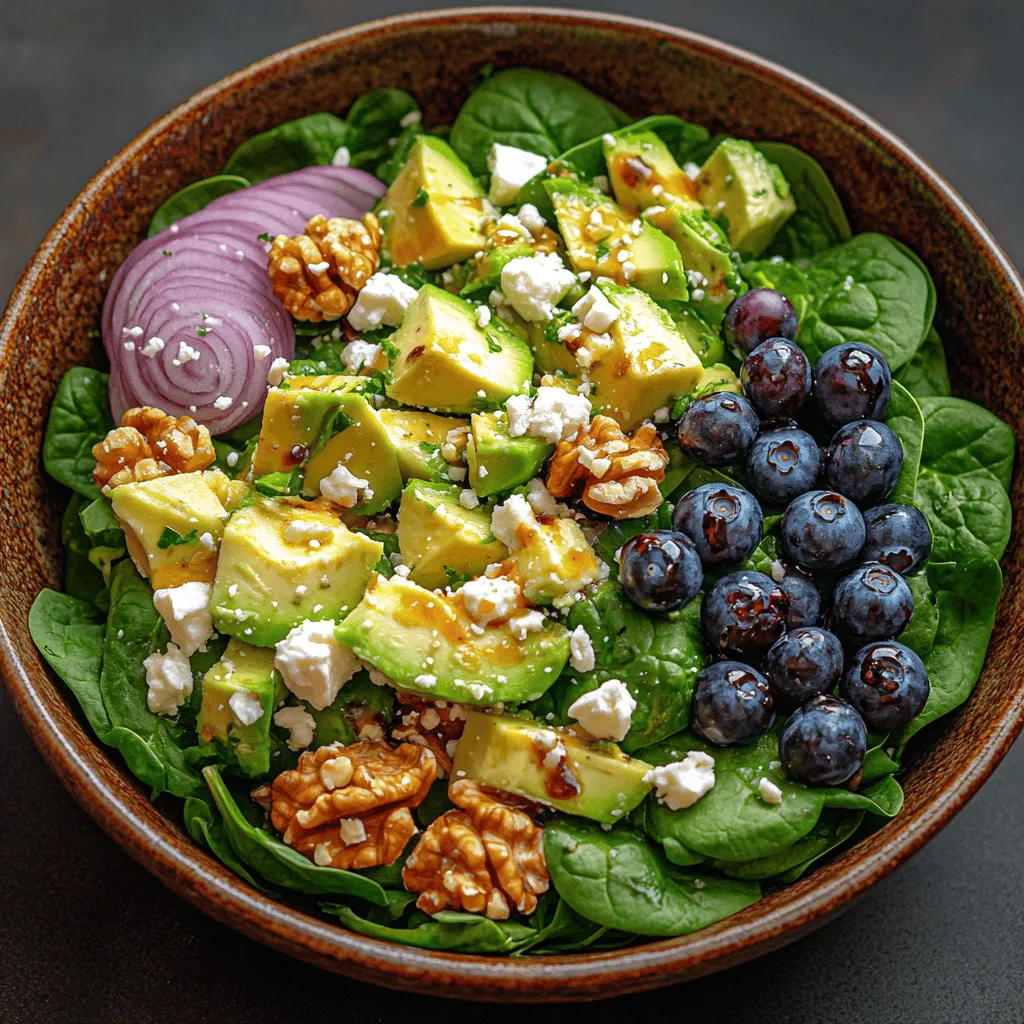 In an age where health-conscious eating is becoming more and more important, fresh salads have emerged as a favorite staple among those seeking nutritious and flavorful meals. Salads are not just a complement to your meal; they can be a vibrant centerpiece filled with color, texture, and an abundance of health benefits. Among the myriad of salad options available, one stands out for its delightful combination of flavors and nutrients: Blueberry Bliss: The Avocado Spinach Salad. This invigorating dish marries the earthiness of spinach with the creamy richness of avocado and the sweet burst of blueberries, creating a salad that is as beautiful as it is beneficial.