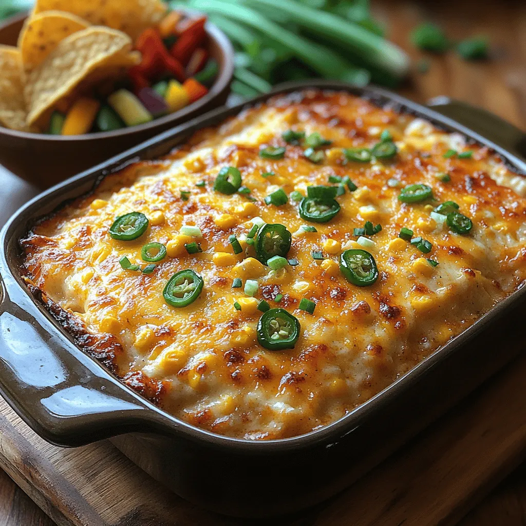 If you're hunting for the ultimate appetizer that will steal the show at your next gathering, look no further than Spicy & Cheesy Jalapeño Corn Dip. This vibrant dip is an explosion of flavor, combining the sweetness of corn with the creamy, cheesy goodness that everyone loves. Perfect for game nights, family gatherings, or even cozy evenings at home, this dip strikes the ideal balance between comfort food and crowd-pleaser. The tantalizing combination of spices and the zing from jalapeños give it a delightful kick, making it a must-try for anyone who enjoys flavorful dips.