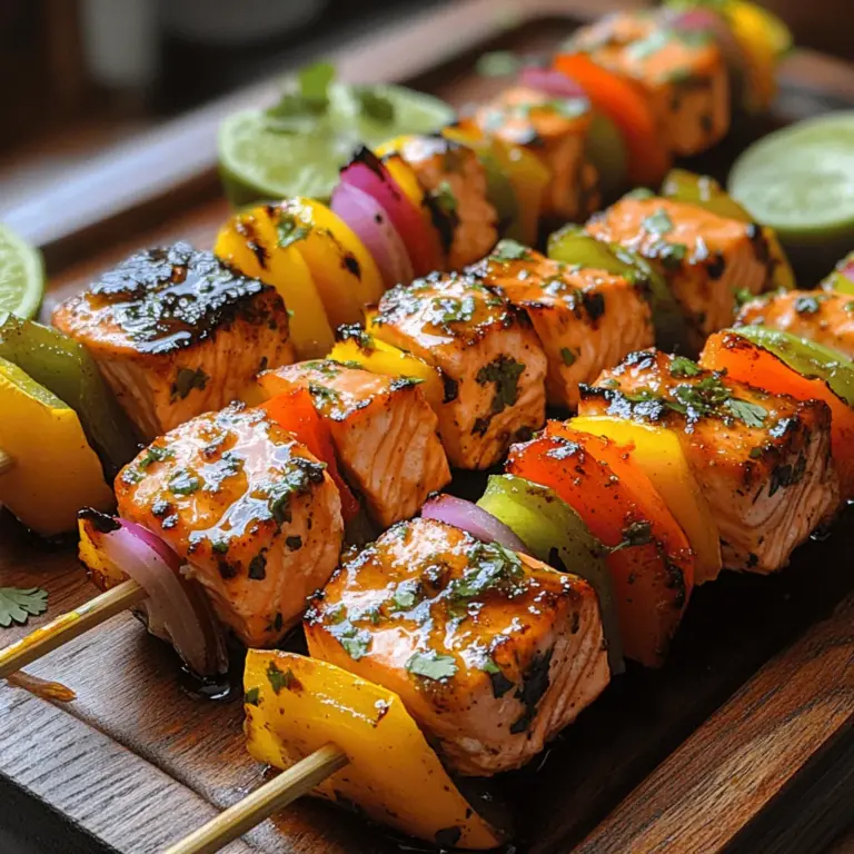 If you're looking to elevate your grilling game, look no further than Sriracha Honey Salmon Skewers. This recipe perfectly marries the smoky, charred flavor of grilled salmon with a tantalizing combination of sweet and spicy notes. The unique blend of Sriracha sauce and honey creates an irresistible glaze that caramelizes beautifully on the grill, making every bite juicy and packed with flavor.