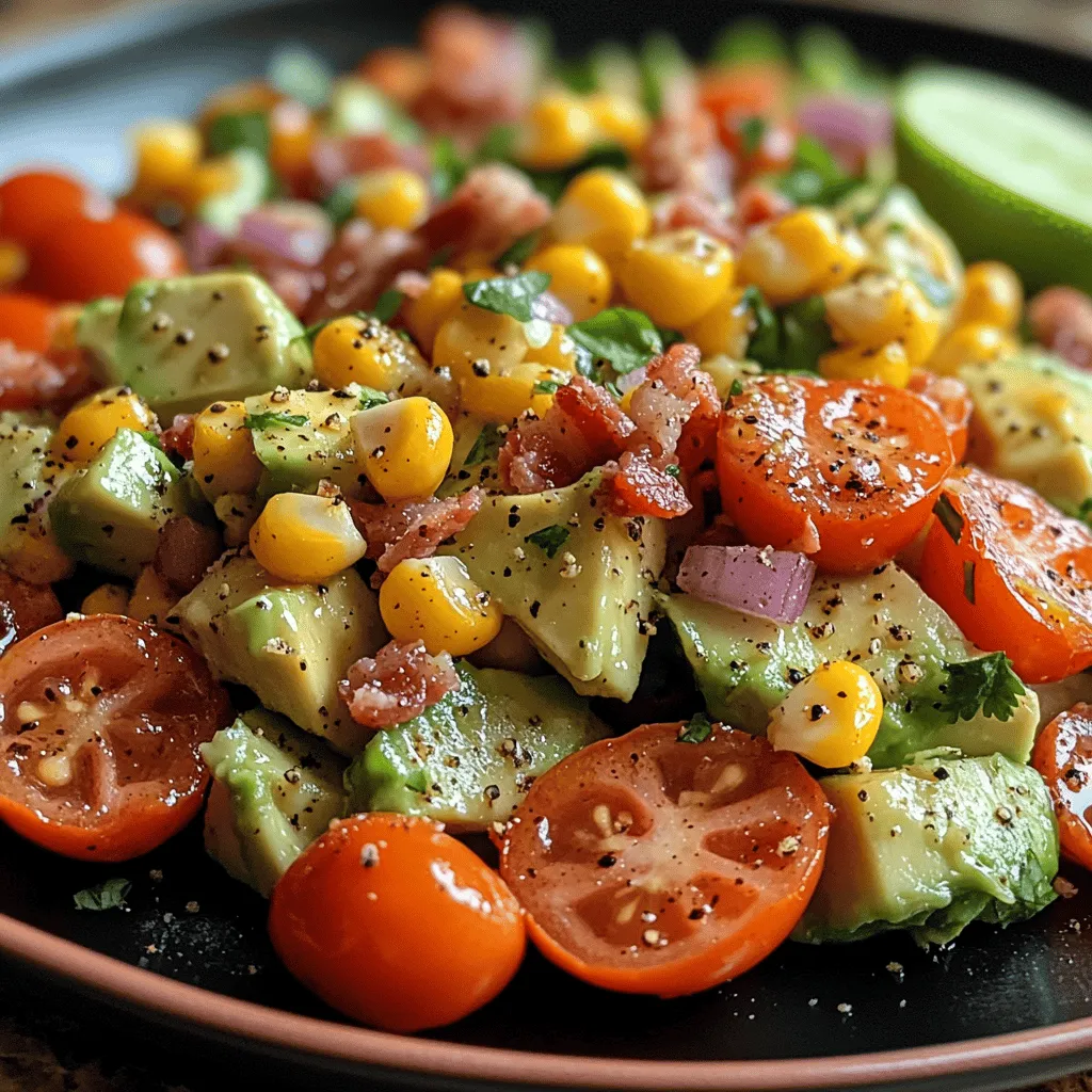 In the world of salads, the Savory Bacon Corn Avocado Salad stands out as a delightful mix of flavors and textures that can tantalize the taste buds and nourish the body. This salad is not just a simple side dish; it’s a harmonious blend of creamy avocado, crispy bacon, sweet corn, and fresh vegetables, all coming together to create a dish that’s as wholesome as it is satisfying. Whether you’re hosting a summer barbecue, looking for a light lunch option, or simply wanting to enjoy a fresh and flavorful meal, this salad fits the bill perfectly.