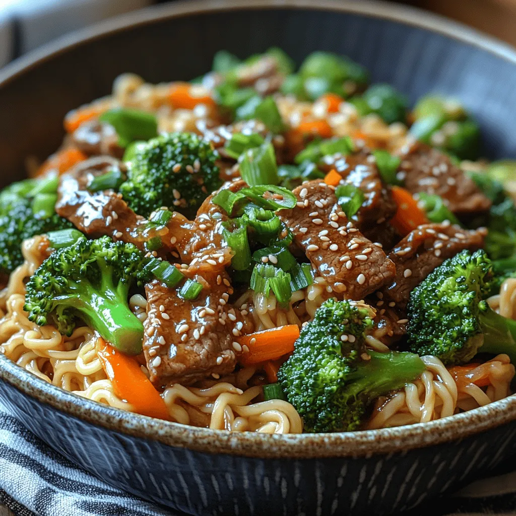 Sizzling Beef & Broccoli Ramen Stir Fry is a delightful culinary creation that marries two beloved dishes: the savory, umami-rich ramen and the classic stir-fry. This recipe captures the essence of Asian cuisine with its vibrant colors and tantalizing flavors, making it an appealing choice for dinner gatherings or a cozy weeknight meal. The contrast between the tender beef, crisp broccoli, and chewy ramen noodles not only creates a feast for the eyes but also satisfies the palate in a way that few dishes can.