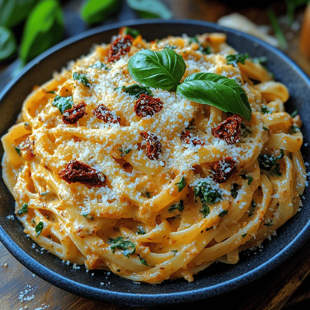When it comes to pasta, the choice of type can significantly influence the overall experience of the dish. For Creamy Sun-Dried Tomato Pasta, fettuccine is the ideal candidate. This flat, thick noodle is traditionally made from egg and flour, offering a substantial texture that holds up beautifully to rich sauces. The broad surface area of fettuccine allows the creamy sauce to cling perfectly, ensuring that every bite is a delightful mix of flavors and textures. While you can substitute with other pasta types, such as penne or linguine, fettuccine remains the classic choice for this recipe, providing an authentic Italian feel.
