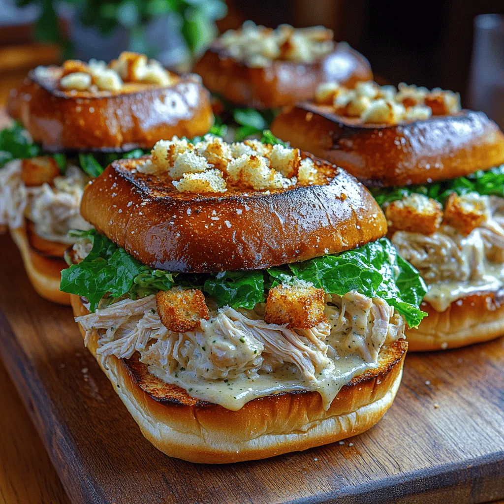 If you're looking for a deliciously simple way to enjoy a classic flavor combination, look no further than Savory Slow Cooker Chicken Caesar Sandwiches. This recipe is perfect for busy weeknights or casual gatherings, allowing you to savor the rich and tangy flavors of Caesar dressing combined with tender, slow-cooked chicken—all nestled between two slices of your favorite bread. The beauty of this dish lies in its convenience; the slow cooker does all the heavy lifting, transforming humble ingredients into a mouthwatering meal that everyone will love.