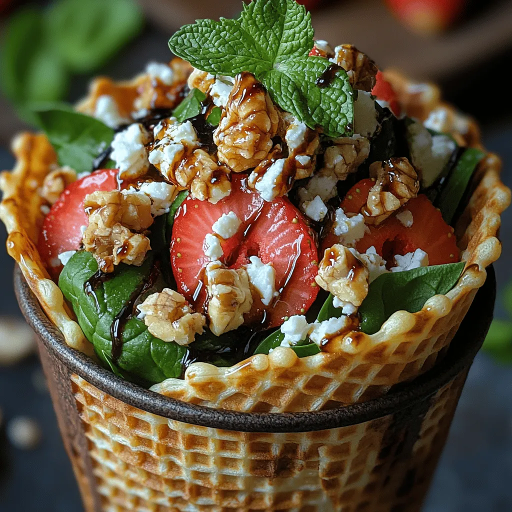 The importance of using seasonal ingredients cannot be overstated, particularly in a dish like Strawberry Spinach Balsamic Cones. Fresh spinach and strawberries are at their peak during the warmer months, offering superior flavor and texture compared to their out-of-season counterparts. Spinach, a leafy green packed with nutrients, is not only rich in vitamins A, C, and K, but also boasts a wealth of antioxidants. Meanwhile, strawberries, with their juicy sweetness, provide a refreshing contrast to the earthiness of spinach. Together, they create a harmonious blend that is as visually appealing as it is delicious.