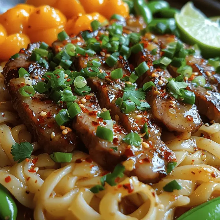 Garlic Butter Steak Lightning Noodles is a dish that beautifully marries the rich, savory flavors of garlic and butter with the succulent taste of perfectly seared flank steak and fresh egg noodles. This delightful fusion not only tantalizes the taste buds but also offers a quick and satisfying meal ideal for both busy weeknights and special occasions. The combination of a tender, juicy steak, the aromatic essence of garlic, and the comforting allure of buttery noodles creates a culinary experience that is hard to resist.