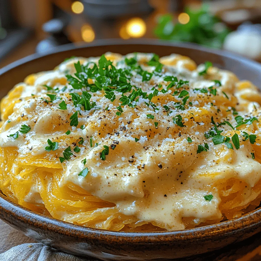 If you're seeking a healthier yet equally satisfying alternative to traditional pasta Alfredo, look no further than Creamy Spaghetti Squash Alfredo. This innovative dish reimagines the classic creamy pasta beloved by many, offering a guilt-free option without sacrificing flavor or texture. Spaghetti squash, the star ingredient in this recipe, is a low-carb vegetable that transforms into delicate strands resembling spaghetti when cooked. This makes it an ideal choice for those looking to reduce their carbohydrate intake or simply wanting to incorporate more vegetables into their diet.