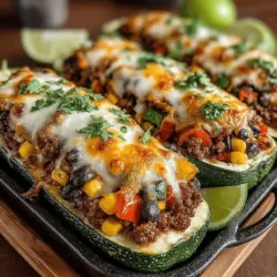 Zucchini has gained immense popularity in the culinary world, especially among health-conscious individuals seeking tasty alternatives to traditional ingredients. This versatile vegetable has established itself as a go-to option for those wanting to enjoy their favorite dishes while maintaining a nutritious diet. One innovative way to incorporate zucchini into your meals is through the creation of taco boats, which cleverly merge the beloved flavors of tacos with the light, refreshing qualities of zucchini. These Zesty Zucchini Taco Boats not only tantalize your taste buds but also provide a filling and wholesome meal option.