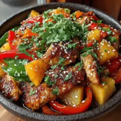 One of the most appealing aspects of this dish is the harmonious balance of sweet and spicy flavors. The sweetness of the pineapple beautifully complements the savory notes of the chicken, while the heat from the sauce adds a thrilling kick that keeps you coming back for more. This fusion of flavors makes Sweet & Spicy Pineapple Chicken Stir Fry an exciting and satisfying option for those who appreciate bold culinary experiences.