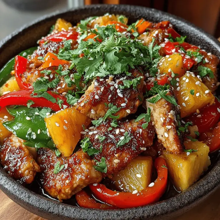 One of the most appealing aspects of this dish is the harmonious balance of sweet and spicy flavors. The sweetness of the pineapple beautifully complements the savory notes of the chicken, while the heat from the sauce adds a thrilling kick that keeps you coming back for more. This fusion of flavors makes Sweet & Spicy Pineapple Chicken Stir Fry an exciting and satisfying option for those who appreciate bold culinary experiences.