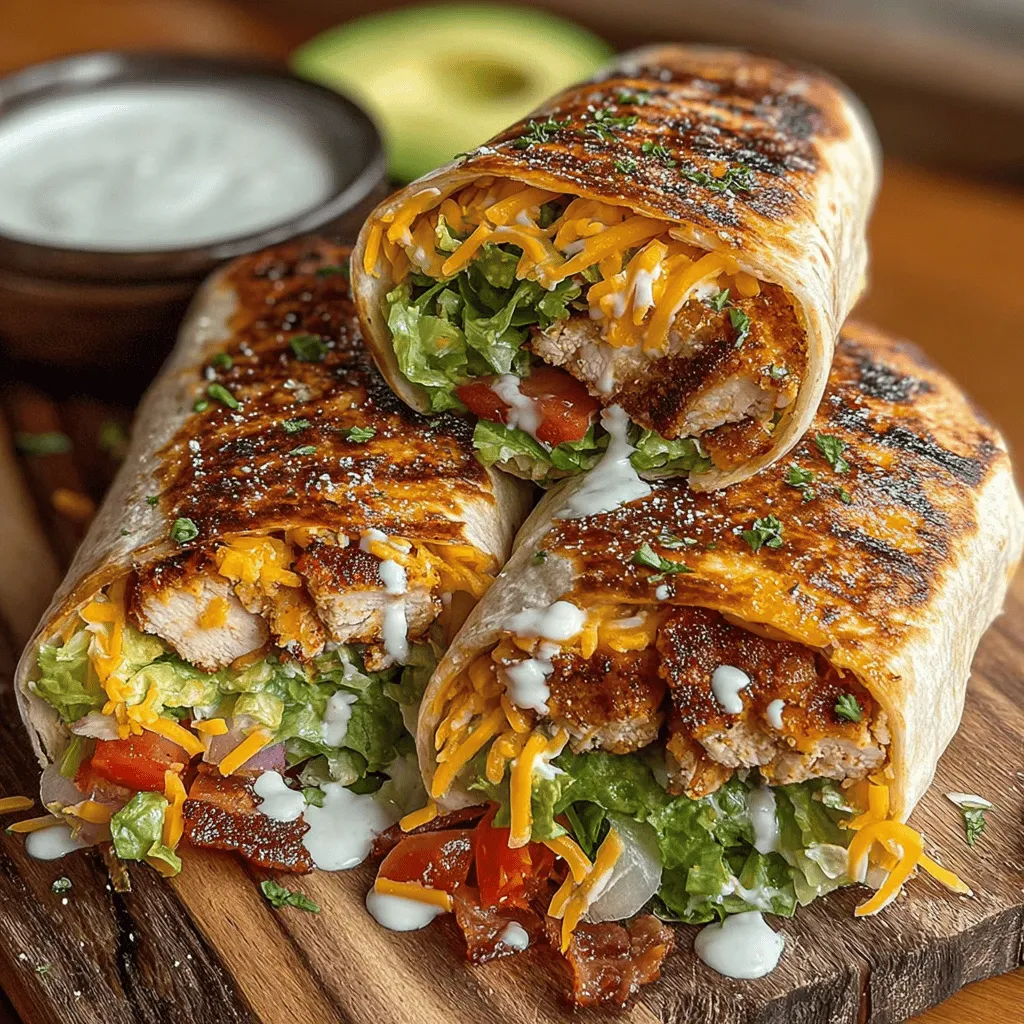 Grilled Chicken Bacon Ranch Wraps offer a delightful combination of flavors and textures that make them an irresistible choice for any meal. This easy-to-make dish is perfect for those busy weeknights when you want something quick yet satisfying, as well as for casual gatherings or picnics where you want to impress without spending hours in the kitchen. The marriage of tender, juicy grilled chicken with crispy bacon, fresh vegetables, and creamy ranch dressing wrapped in a soft tortilla creates a mouthwatering experience that is both convenient and delicious.