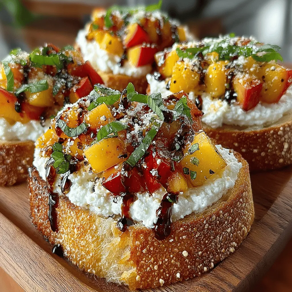 As summer unfolds, the vibrant flavors of the season beckon us to the kitchen, inviting the creation of refreshing and delightful dishes. One such recipe that perfectly encapsulates the essence of summer is Peach & Ricotta Bruschetta. This appetizer not only showcases the sweetness of fresh peaches but also harmonizes beautifully with the creamy richness of ricotta cheese. The result is a dish that is as visually appealing as it is delicious, making it an ideal starter for a variety of occasions, from casual backyard gatherings to more sophisticated dinner parties.