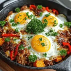 In the realm of breakfast options, few dishes can rival the warmth and wholesome satisfaction of a breakfast skillet. The Maple Sausage Sweet Potato Breakfast Skillet is more than just a meal; it is a comforting embrace of flavors and textures that can set a positive tone for the rest of your day. This delightful dish harmoniously combines savory maple sausage, nutritious sweet potatoes, and vibrant vegetables, all crowned with perfectly cooked eggs. Its hearty nature not only promises a nutritious start to your day but also caters to various dietary preferences, making it a versatile choice for families and individuals alike.