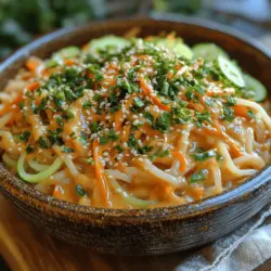 In the world of culinary delights, few dishes can match the comfort and satisfaction that a bowl of creamy peanut sesame noodles brings. This simple yet flavorful recipe is a testament to how a handful of ingredients can come together to create a dish that is both indulgent and health-conscious. The combination of rich peanut butter and vibrant vegetables not only tantalizes the taste buds but also nourishes the body, making it an ideal choice for busy weeknights or as a crowd-pleasing side dish at gatherings.