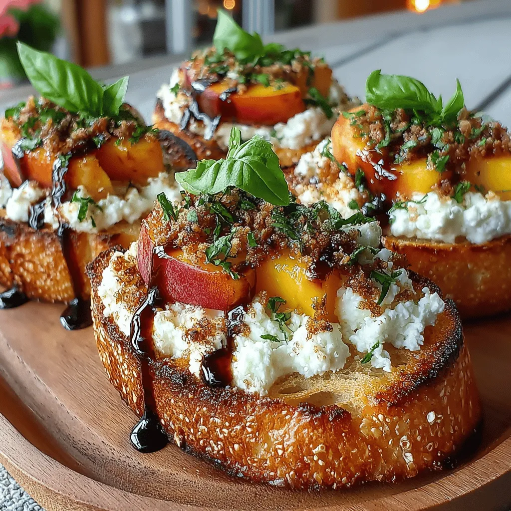 As summer unfolds, the bounty of fresh produce invites us to celebrate the season with vibrant flavors and refreshing dishes. One such delightful creation is the Peach & Ricotta Crostini, a perfect appetizer that encapsulates the essence of summer in every bite. This dish not only showcases the sweetness of ripe peaches but also combines it with the creamy richness of ricotta cheese, all layered atop a crunchy toasted baguette. The result is a harmonious blend of textures and flavors that is both satisfying and light, making it an ideal choice for warm-weather gatherings.