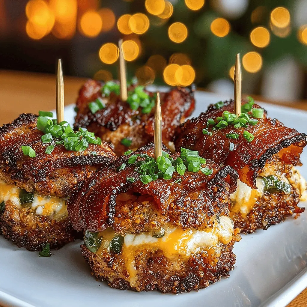 In recent years, bacon-wrapped appetizers have soared in popularity, becoming a staple at gatherings, parties, and family events. The irresistible combination of crispy bacon enveloping delectable fillings captivates food lovers everywhere. Among the myriad of bacon-wrapped creations, <strong>Bacon-Wrapped Jalapeño Chicken Bites</strong> stand out as a perfect blend of savory, spicy, and creamy flavors. These bite-sized delights not only tantalize the taste buds but also deliver a satisfying crunch that leaves guests coming back for more.” /></p>
</p>
<h2>Prepare the Jalapeños</h2>
</p>
<p>When it comes to preparing the jalapeños for your Bacon-Wrapped Jalapeño Chicken Bites, selecting the right peppers is essential. Look for firm jalapeños that are glossy and vibrant in color, as these indicate freshness. Avoid any that are shriveled or have dark spots, as these may be past their prime.</p>
</p>
<h3>How to Properly Prepare Jalapeños</h3>
</p>
<p>1. <strong>Wash and Dry</strong>: Rinse the jalapeños under cold water and dry them with a clean towel.</p>
<p>2. <strong>Cutting</strong>: Slice each jalapeño in half lengthwise. This will create two halves that can be filled with chicken.</p>
<p>3. <strong>Removing Seeds</strong>: Use a small spoon or a knife to carefully remove the seeds and membranes from each half. This step is crucial, as the seeds and inner membrane hold most of the heat. If you prefer a milder flavor, be thorough in this step. For extra heat, leave a few seeds behind.</p>
<p>4. <strong>Soaking (Optional)</strong>: For even milder jalapeño bites, you can soak the halved peppers in a solution of water and vinegar for about 30 minutes. This will tone down the heat while maintaining the flavor.</p>
</p>
<p>By taking the time to prepare your jalapeños properly, you ensure that they complement the chicken perfectly, providing a balance of heat and flavor in each bite.</p>
</p>
<h2>Wrap with Bacon</h2>
</p>
<p>Now that your jalapeños are prepared, it’s time to wrap the chicken and jalapeños effectively with bacon. This step is vital for ensuring even cooking and a delightful crispy finish.</p>
</p>
<h3>Step-by-Step Wrapping Instructions</h3>
</p>
<p>1. <strong>Chicken Preparation</strong>: Start with boneless, skinless chicken breasts. Cut the chicken into strips that are roughly 1 inch wide and 2-3 inches long. This size will fit well into the jalapeño halves.</p>
</p>
<p>2. <strong>Seasoning</strong>: Season the chicken strips with salt, pepper, and any additional spices you prefer. Garlic powder, onion powder, or even a sprinkle of smoked paprika can enhance flavor.</p>
</p>
<p>3. <strong>Wrapping Technique</strong>:</p>
<p>– Take a strip of bacon and cut it in half. You’ll want half a strip to wrap around each chicken piece.</p>
<p>– Place the chicken strip inside the halved jalapeño, pressing it down slightly.</p>
<p>– Starting from one end, wrap the bacon around the chicken and jalapeño tightly but not so tight that it tears the bacon. Overlapping the bacon slightly as you go will ensure full coverage.</p>
<p>– Secure the bacon in place with a toothpick if necessary, making it easy to handle while cooking.</p>
</p>
<p>4. <strong>Repeat</strong>: Continue this process until all chicken strips are wrapped in jalapeños and bacon.</p>
</p>
<h2>Bake the Bites</h2>
</p>
<p>Baking your Bacon-Wrapped Jalapeño Chicken Bites is the best way to achieve crispy, cooked-through perfection. Here’s how to do it:</p>
</p>
<h3>Baking Instructions</h3>
</p>
<p>1. <strong>Preheat Oven</strong>: Preheat your oven to 400°F (200°C). This temperature allows the bacon to cook thoroughly while crisping up nicely.</p>
</p>
<p>2. <strong>Prepare Baking Sheet</strong>: Line a baking sheet with parchment paper or aluminum foil for easy cleanup. This will also help the bacon crisp as the fat drips away.</p>
</p>
<p>3. <strong>Arrange the Bites</strong>: Place the wrapped jalapeños on the prepared baking sheet, ensuring they are spaced apart. This spacing allows heat circulation for even cooking.</p>
</p>
<p>4. <strong>Baking Time</strong>: Bake in the preheated oven for about 20-25 minutes. The bacon should become golden brown and crispy, while the chicken should reach an internal temperature of 165°F (74°C). Use a meat thermometer for accuracy.</p>
</p>
<p>5. <strong>Flipping (Optional)</strong>: For even crispiness, you can flip the bites halfway through baking.</p>
</p>
<h2>Final Touch</h2>
</p>
<p>To achieve an irresistible crispy texture, consider broiling the chicken bites for a few minutes at the end of the baking process.</p>
</p>
<h3>Benefits of Broiling</h3>
</p>
<p>1. <strong>Crispiness</strong>: Broiling for 2-3 minutes after baking intensifies the crispiness of the bacon, providing that perfect crunch.</p>
</p>
<p>2. <strong>Safety</strong>: Keep a close eye on the bites while broiling, as this method can lead to quick over-browning. Set a timer and check frequently.</p>
</p>
<p>3. <strong>Serving Hot</strong>: After broiling, let the bites cool for a couple of minutes before serving, as they will be extremely hot.</p>
</p>
<h2>Serve</h2>
</p>
<p>Presenting your Bacon-Wrapped Jalapeño Chicken Bites in an appealing manner enhances the dining experience.</p>
</p>
<h3>Presentation Suggestions</h3>
</p>
<p>– <strong>Platter</strong>: Arrange the chicken bites on a large platter. Garnish with fresh herbs, such as cilantro or parsley, for a pop of color.</p>
<p>– <strong>Serving Temperature</strong>: Serve the bites warm, as this is when they are at their most flavorful and satisfying.</p>
<p>– <strong>Dipping Sauce</strong>: Offer a variety of dipping sauces on the side, such as ranch dressing, blue cheese dressing, or a spicy sriracha mayo, to complement the flavors of the bacon and jalapeño.</p>
</p>
<h2>Nutritional Information</h2>
</p>
<p>Understanding the nutritional benefits of the main ingredients can help you incorporate Bacon-Wrapped Jalapeño Chicken Bites into your meal plan effectively.</p>
</p>
<h3>Overview of Nutritional Benefits</h3>
</p>
<p>– <strong>Chicken</strong>: A lean source of protein, chicken helps with muscle building and repair while being low in carbohydrates.</p>
<p>– <strong>Jalapeños</strong>: These peppers are low in calories and rich in vitamins A and C, as well as antioxidants, which can support overall health.</p>
<p>– <strong>Bacon</strong>: While higher in fat, bacon adds flavor and richness to the dish. Choosing a lower-sodium or nitrate-free bacon can enhance healthiness.</p>
</p>
<h3>Portion Sizes</h3>
</p>
<p>For a balanced meal, consider serving 2-3 chicken bites per person as an appetizer, allowing guests to enjoy the flavors without overindulging. Pair with a fresh salad or vegetable side dish to create a well-rounded meal.</p>
</p>
<h2>Pairing Suggestions</h2>
</p>
<p>To enhance your dining experience, consider the following beverage pairings and side options:</p>
</p>
<h3>Beverage Pairings</h3>
</p>
<p>– <strong>Craft Beers</strong>: A hoppy IPA or a refreshing lager pairs well with the heat of the jalapeño and the savory bacon.</p>
<p>– <strong>Cocktails</strong>: A classic margarita or mojito can complement the spicy and savory flavors beautifully.</p>
<p>– <strong>Non-Alcoholic Options</strong>: Sparkling water with lime or a homemade fruit mocktail can also provide a refreshing contrast.</p>
</p>
<h3>Side and Dip Suggestions</h3>
</p>
<p>– <strong>Dips</strong>: Serve with ranch dressing, guacamole, or a spicy salsa for a flavorful contrast.</p>
<p>– <strong>Sides</strong>: Fresh vegetable sticks, chips, or a light salad can provide balance and additional texture.</p>
</p>
<h2>Versatility of the Recipe</h2>
</p>
<p>One of the great aspects of Bacon-Wrapped Jalapeño Chicken Bites is their versatility. This dish can be adapted to accommodate various dietary needs and preferences.</p>
</p>
<h3>Dietary Adaptations</h3>
</p>
<p>– <strong>Low-Carb</strong>: This recipe is naturally low in carbohydrates, making it suitable for low-carb diets.</p>
<p>– <strong>Gluten-Free</strong>: All ingredients can be easily sourced to be gluten-free, ensuring those with sensitivities can enjoy the dish.</p>
</p>
<h3>Recipe Variations</h3>
</p>
<p>– <strong>Cheese Options</strong>: Experiment with different types of cheese for stuffing the jalapeños. Cream cheese, cheddar, or pepper jack can alter the flavor profile.</p>
<p>– <strong>Spice It Up</strong>: Add more spices to the chicken seasoning, such as cayenne pepper or chili powder, for an extra kick.</p>
<p>– <strong>Incorporating Other Ingredients</strong>: Consider adding finely chopped onions, garlic, or even cooked sausage to the chicken mixture for added flavor complexity.</p>
</p>
<h2>Conclusion</h2>
</p>
<p>Bacon-Wrapped Jalapeño Chicken Bites are a delightful and crowd-pleasing appetizer that combines savory bacon, tender chicken, and the spicy kick of jalapeños. Their versatility and ease of preparation make them an excellent choice for gatherings, parties, or a cozy family dinner.</p>
</p>
<p>Encouraging culinary exploration, this recipe invites you to experience the delicious combination of flavors and the joy of cooking. By trying this recipe, you not only treat your taste buds but also create opportunities to share delightful food moments with friends and family. Dive into this flavorful adventure, and savor the satisfaction that comes from sharing delicious dishes with loved ones.</p>
</div>