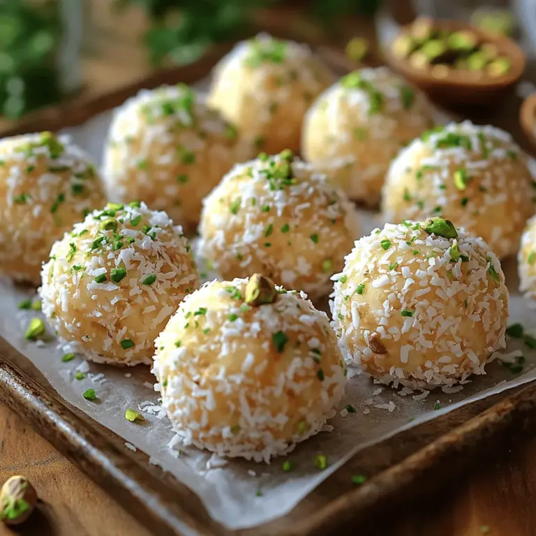 Coating your Sweet Pistachio Coconut Balls is a crucial step that not only enhances their appearance but also adds an extra layer of flavor and texture. Once you have formed the mixture into small balls, it's time to coat them in shredded coconut. Here’s how to do it effectively: