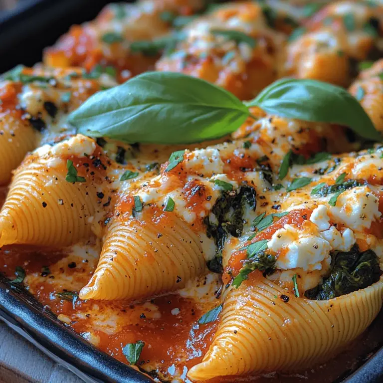If you’re on the hunt for a delicious vegetarian recipe that satisfies cheese cravings and nourishes the body, look no further than Cheesy Spinach & Feta Delight. This dish perfectly marries the rich, creamy flavors of feta and ricotta with the vibrant, earthy taste of fresh spinach, all enveloped in tender pasta shells. Not only is it a hit among cheese enthusiasts, but it also appeals to those seeking a wholesome meal packed with nutrients.