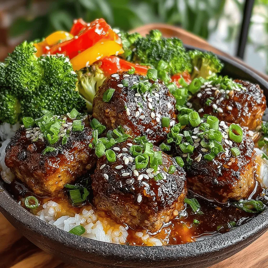 If you're looking for a delicious meal that marries convenience with flavor, look no further than Sticky Garlic Teriyaki Meatball Bowls. This dish is not only easy to prepare but also brings a delightful fusion of tastes that will satisfy your cravings for something hearty and wholesome. The combination of succulent meatballs drizzled with a sweet and savory teriyaki sauce served over a bed of rice or noodles, alongside fresh vegetables, makes for a well-rounded meal perfect for any day of the week.