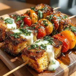 The tantalizing aroma of grilled cheese and fresh tomatoes wafts through the air, inviting everyone to gather around for a delicious and visually appealing treat. Cheesy Tomato Bliss Skewers are not only a feast for the senses but also a delightfully easy recipe that can elevate any gathering. Whether you are hosting a summer barbecue, preparing for a cozy family dinner, or looking for a crowd-pleasing appetizer, these skewers are sure to impress. With a harmonious blend of sharp cheddar cheese, juicy cherry tomatoes, and fragrant basil, they strike the perfect balance between savory and fresh.