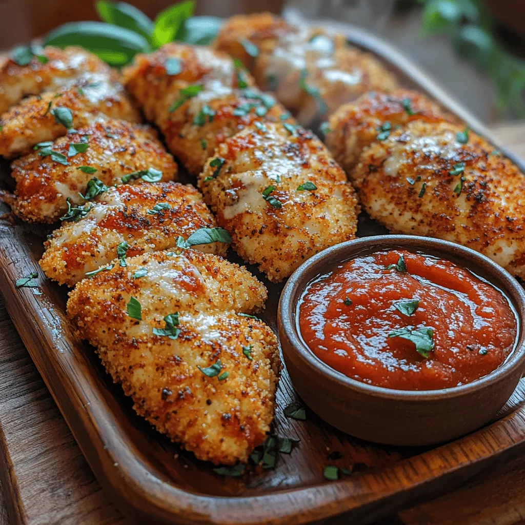 Crispy Chicken Parmesan Fingers are a delightful fusion of flavors and textures, making them a quintessential dish for any occasion. This recipe elevates the humble chicken breast into a mouthwatering finger food, perfectly suited for family dinners, game day gatherings, or simply as a satisfying snack. Imagine tender strips of chicken enveloped in a crunchy, golden-brown coating, enhanced with the savory notes of Italian seasoning and the richness of parmesan cheese. Whether you're looking to impress guests at a party or satisfy the cravings of your family, these chicken fingers are guaranteed to be a hit, appealing to both kids and adults alike.