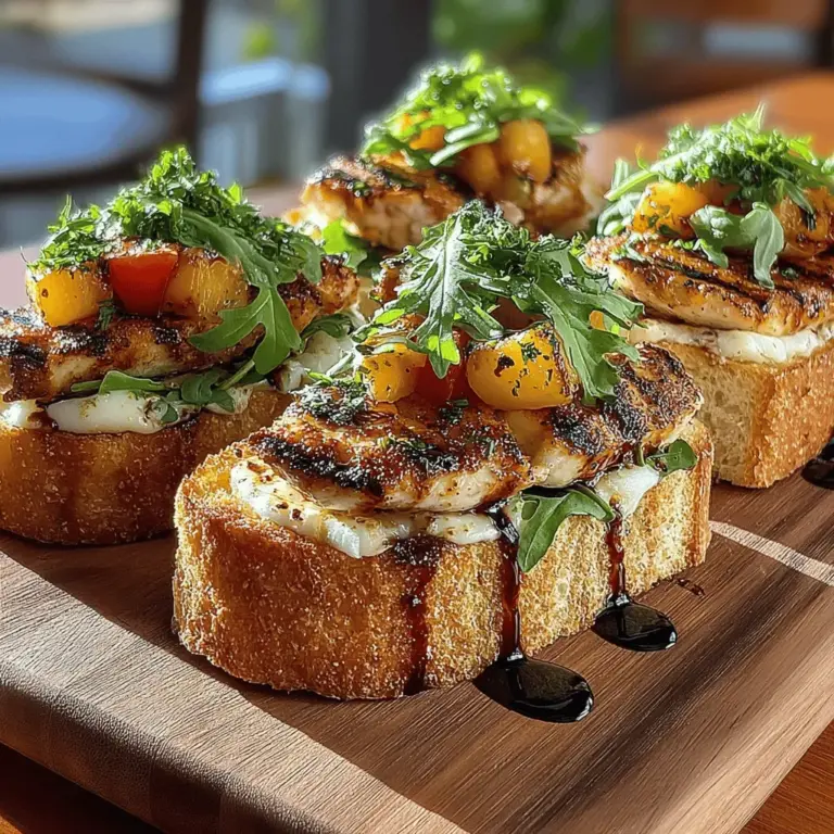 When it comes to assembling your Grilled Peach & Chicken Caprese Melts, the order of ingredients plays a crucial role in achieving balanced bites that burst with flavor. Start by laying down your grilled chicken breast as the foundation. The savory, juicy chicken not only provides a hearty base but also acts as a canvas for the fresh ingredients that will follow.