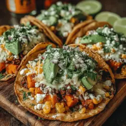 Sweet Potato & Corn Tacos are a vibrant and flavorful dish that seamlessly combines the earthy sweetness of roasted sweet potatoes with the crisp, comforting texture of corn. This recipe stands out not only for its delicious taste but also for its nutritional benefits, making it an ideal choice for anyone seeking a wholesome vegetarian meal. Whether you're looking for a quick weeknight dinner or a festive addition to your gathering, these tacos can effortlessly elevate any occasion.