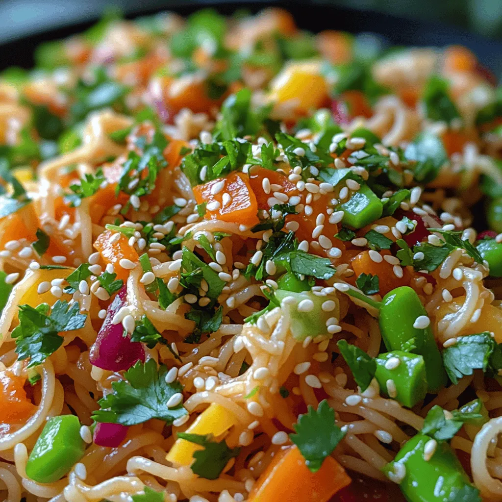 Crunchy Sesame Noodle Slaw is a vibrant and delicious dish that combines the best of both flavor and texture, making it an appealing choice for various occasions. Whether served as an appetizer, a side dish, or even a main course, this slaw is sure to impress with its colorful presentation and satisfying crunch. The combination of noodles, crisp vegetables, and a rich sesame dressing creates a dish that not only pleases the palate but also nourishes the body.